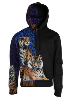 Dolce & Gabbana Multicolor Tiger Hooded Sweatshirt Sweater
