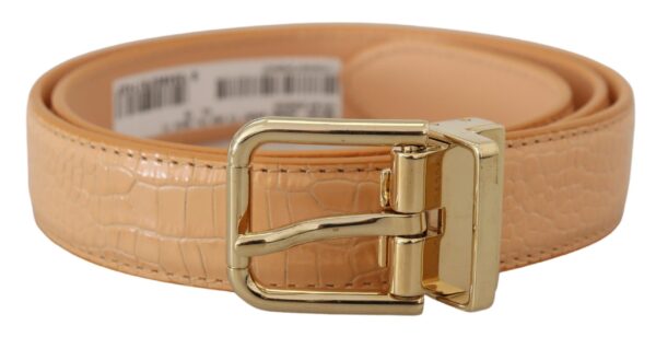 Dolce & Gabbana Beige Exotic Leather Gold Metal Buckle Belt - Image 2
