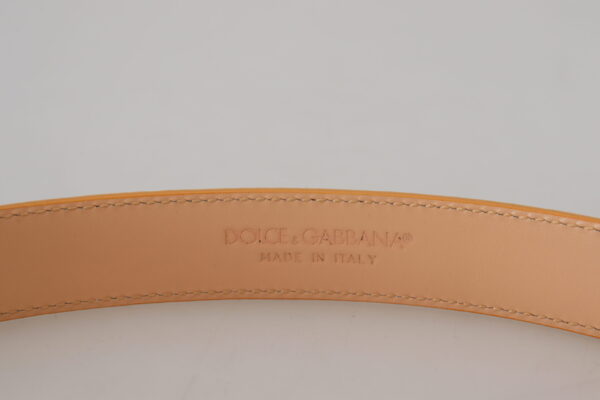 Dolce & Gabbana Beige Exotic Leather Gold Metal Buckle Belt - Image 5