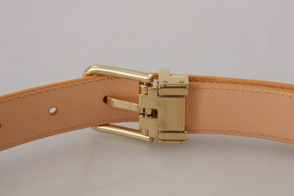 Dolce & Gabbana Beige Exotic Leather Gold Metal Buckle Belt - Image 6