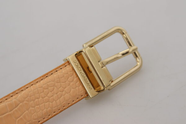 Dolce & Gabbana Beige Exotic Leather Gold Metal Buckle Belt - Image 7