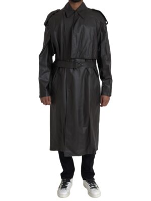Bottega Veneta Black Matte Waterproof Leather Coat Jacket
