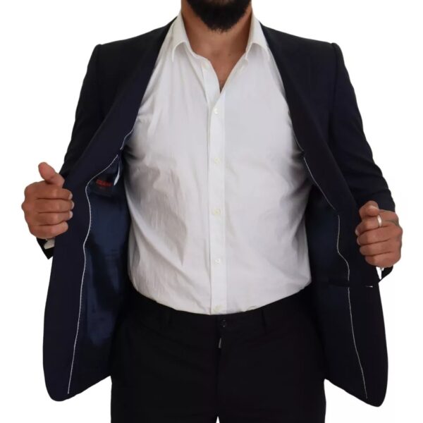 Dolce & Gabbana Blue Wool Slim Fit Formal Coat Men Blazer - Image 3