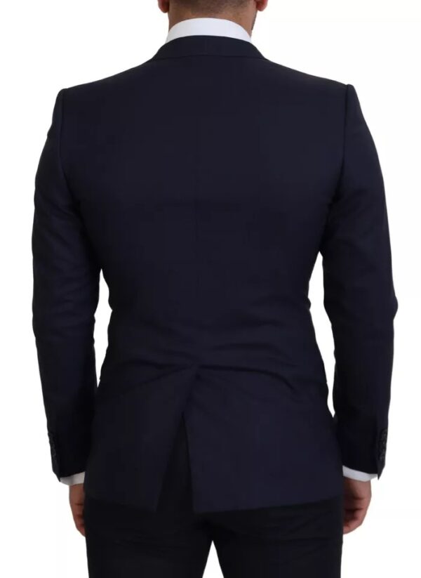 Dolce & Gabbana Blue Wool Slim Fit Formal Coat Men Blazer - Image 6