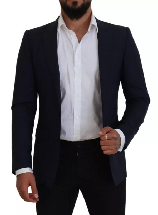 Dolce & Gabbana Blue Wool Slim Fit Formal Coat Men Blazer - Image 5