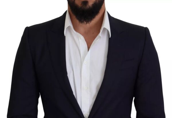 Dolce & Gabbana Blue Wool Slim Fit Formal Coat Men Blazer - Image 8