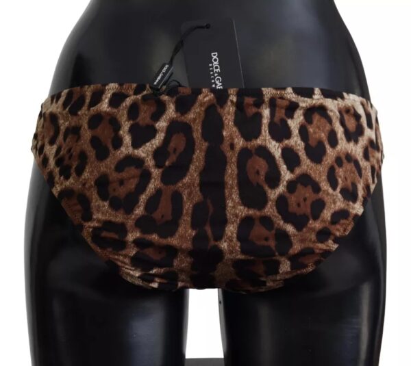 Dolce & Gabbana Brown Leopard Print Swimsuit Swimwear Bikini Bottom - Image 4