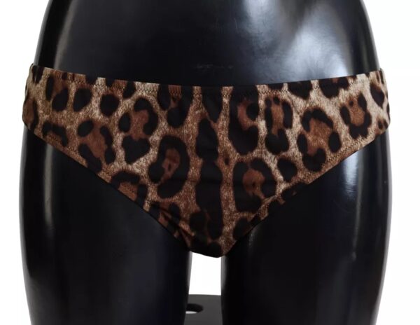 Dolce & Gabbana Brown Leopard Print Swimsuit Swimwear Bikini Bottom - Image 5