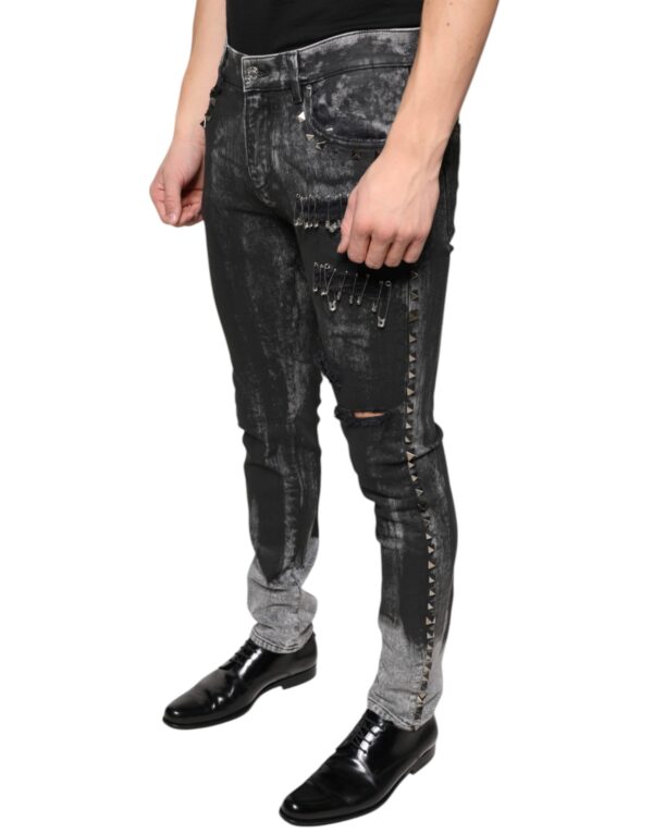 Dolce & Gabbana Black Embellished Cotton Skinny Denim Jeans - Image 3