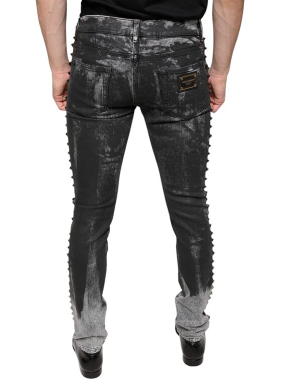 Dolce & Gabbana Black Embellished Cotton Skinny Denim Jeans - Image 4
