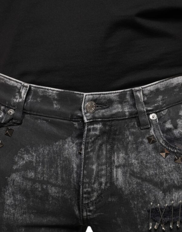 Dolce & Gabbana Black Embellished Cotton Skinny Denim Jeans - Image 5