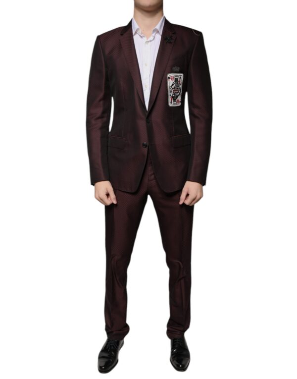 Dolce & Gabbana Maroon Deck Card Crown 2 Piece Formal Suit - Image 2
