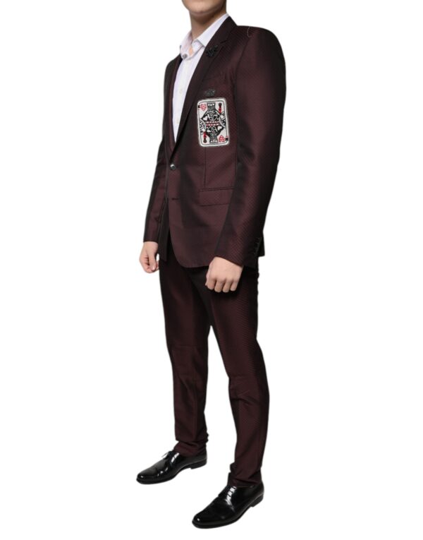 Dolce & Gabbana Maroon Deck Card Crown 2 Piece Formal Suit - Image 3
