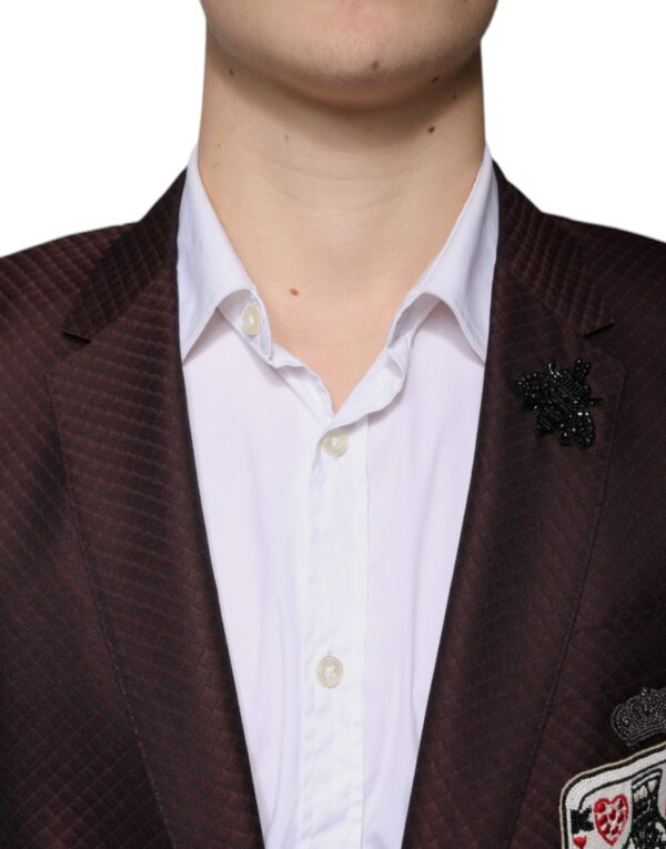 Dolce & Gabbana Maroon Deck Card Crown 2 Piece Formal Suit - Image 5