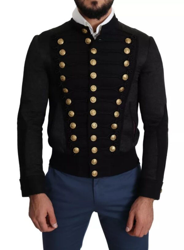 Dolce & Gabbana Black Button Embellished Military Jacket - Image 2