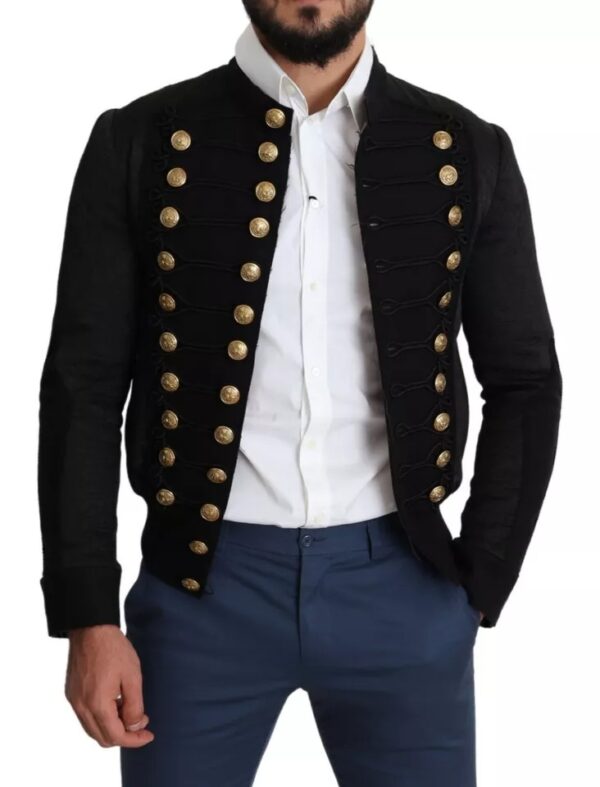Dolce & Gabbana Black Button Embellished Military Jacket - Image 3