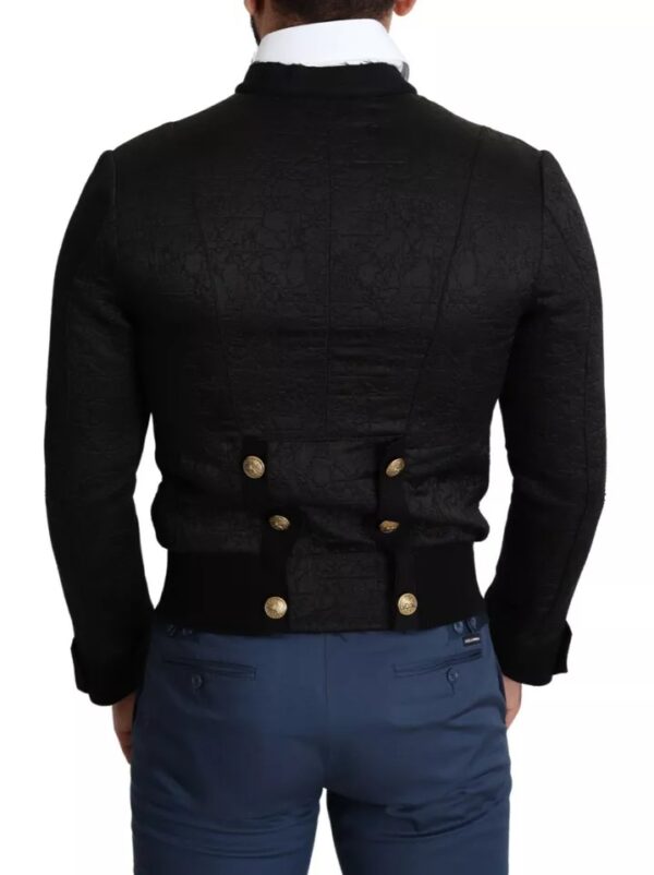 Dolce & Gabbana Black Button Embellished Military Jacket - Image 5