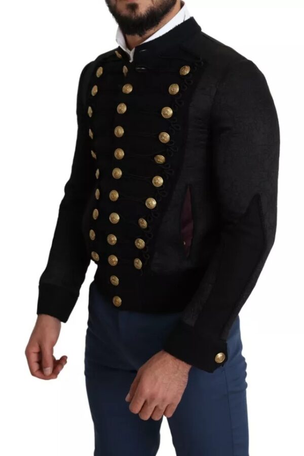 Dolce & Gabbana Black Button Embellished Military Jacket - Image 6