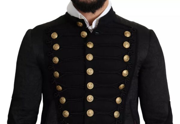 Dolce & Gabbana Black Button Embellished Military Jacket - Image 7