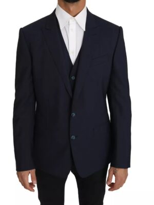 Dolce & Gabbana Blue Wool MARTINI Blazer Vest 2 Piece