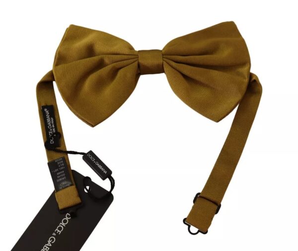 Dolce & Gabbana Yellow Mustard Silk Butterfly Bow Tie Men - Image 3