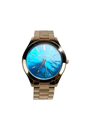Michael Kors Slim Runway Stainless Steel Watch MK3494 Ocean Blue Gold