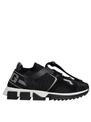 Dolce & Gabbana Black Mesh Sorrento Trekking Sneakers Shoes