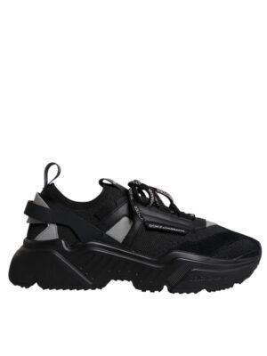Dolce & Gabbana Black Leather Daymaster Low Top Sneaker Shoes