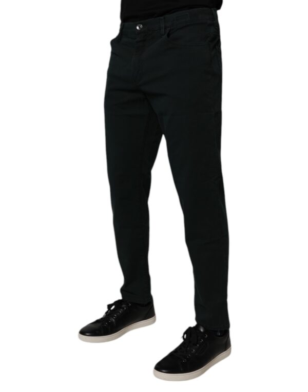 Dolce & Gabbana Dark Green Cotton Loose Skinny Men Denim Jeans - Image 3