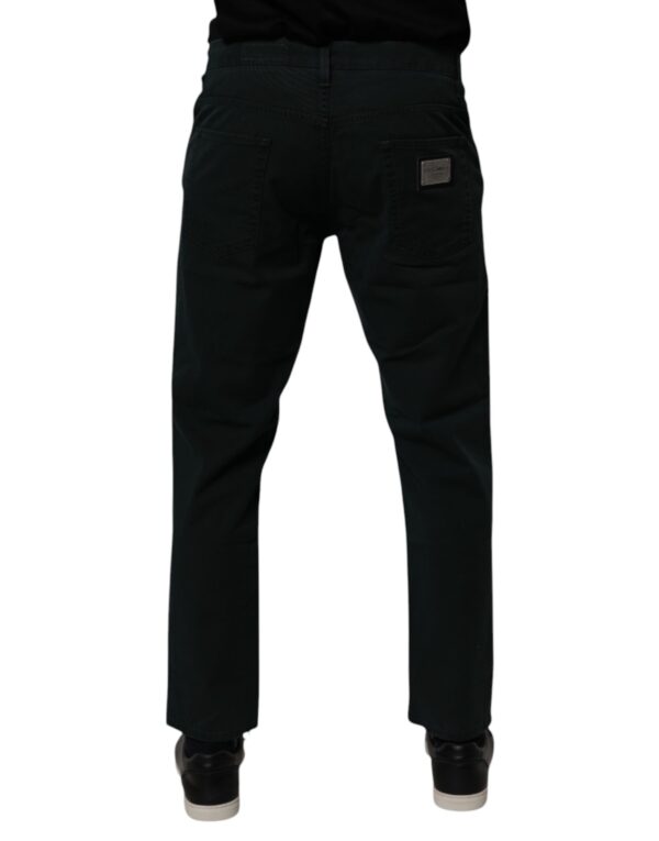 Dolce & Gabbana Dark Green Cotton Loose Skinny Men Denim Jeans - Image 4