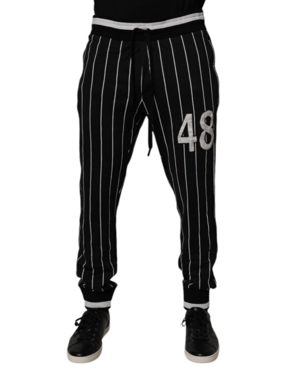 Dolce & Gabbana Black White Stripes Jogger Sweatpants Pants - Image 2