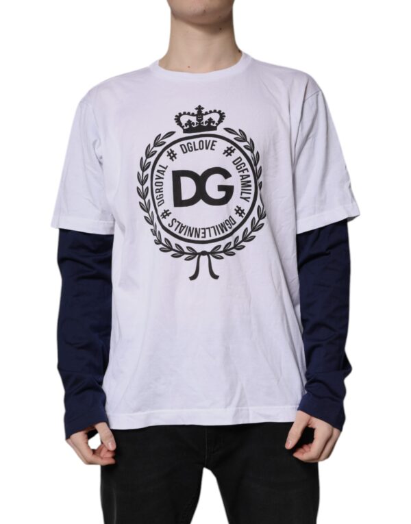 Dolce & Gabbana White Graphic Print Cotton Crew Neck T-shirt - Image 2