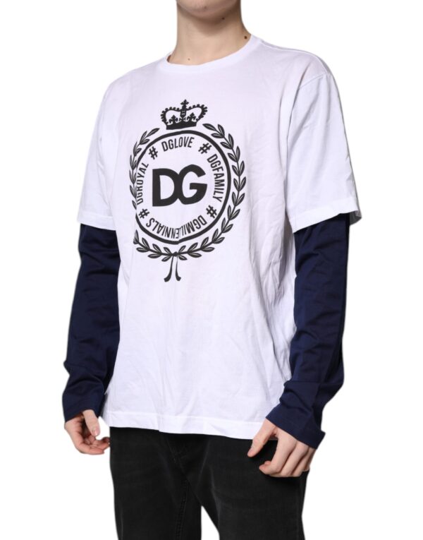 Dolce & Gabbana White Graphic Print Cotton Crew Neck T-shirt - Image 3