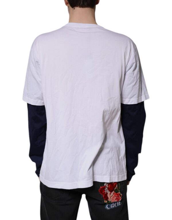 Dolce & Gabbana White Graphic Print Cotton Crew Neck T-shirt - Image 4