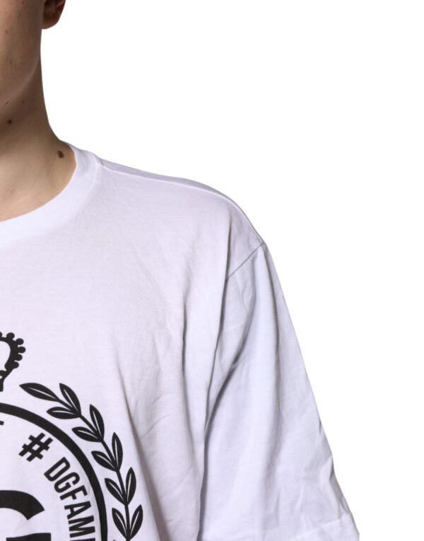 Dolce & Gabbana White Graphic Print Cotton Crew Neck T-shirt - Image 5