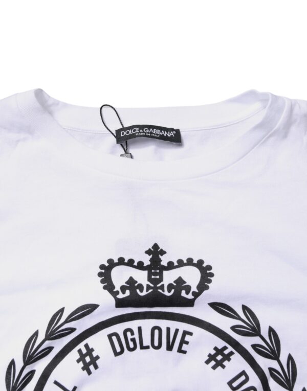 Dolce & Gabbana White Graphic Print Cotton Crew Neck T-shirt - Image 6
