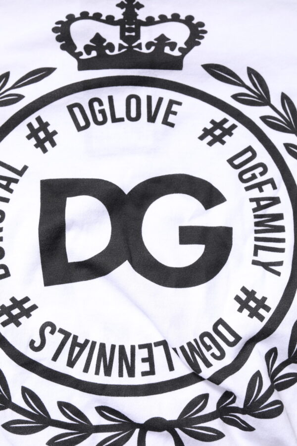 Dolce & Gabbana White Graphic Print Cotton Crew Neck T-shirt - Image 7