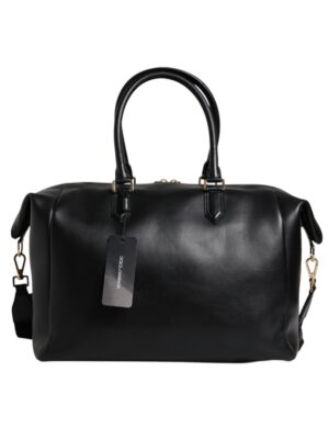 Dolce & Gabbana Black Calfskin Leather Hand Shoulder Duffle Bag