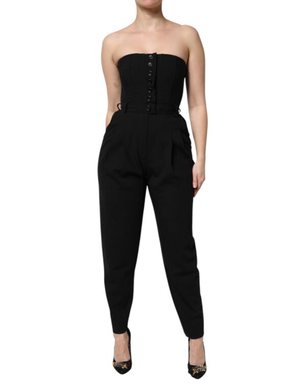 Dolce & Gabbana Black Wool Strapless Romper Jumpsuit Dress - Image 2