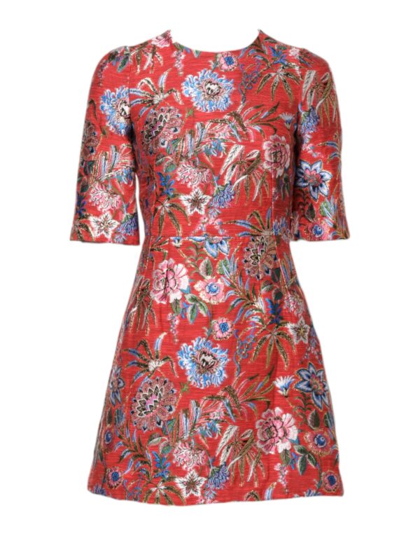 Dolce & Gabbana Red Floral Jacquard A-line Mini Dress - Image 2
