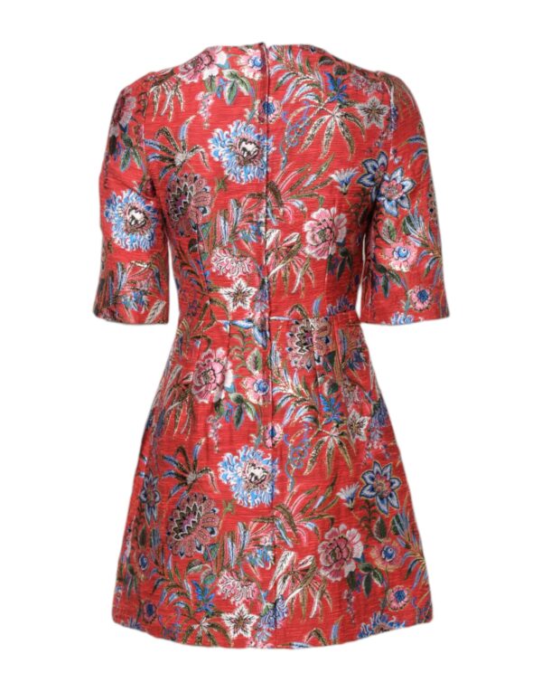 Dolce & Gabbana Red Floral Jacquard A-line Mini Dress - Image 3