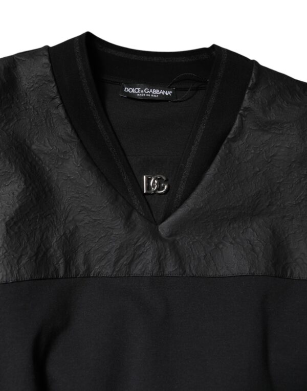 Dolce & Gabbana Black Cotton Short Sleeves V-neck T-shirt - Image 4