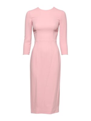 Dolce & Gabbana Pink Viscose 3/4 Sleeves Sheath Midi Dress