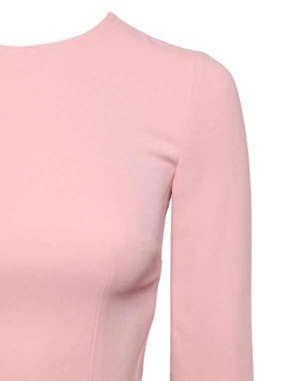 Dolce & Gabbana Pink Viscose 3/4 Sleeves Sheath Midi Dress - Image 3