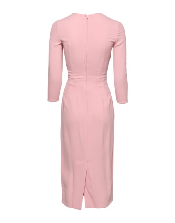 Dolce & Gabbana Pink Viscose 3/4 Sleeves Sheath Midi Dress - Image 4