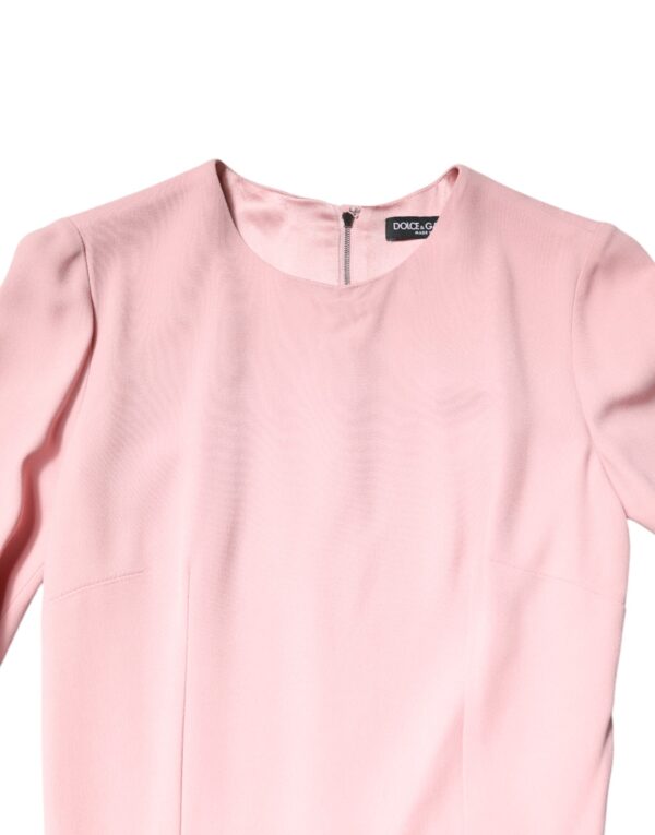 Dolce & Gabbana Pink Viscose 3/4 Sleeves Sheath Midi Dress - Image 5