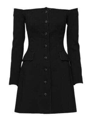 Dolce & Gabbana Black Wool Off Shoulder A-line Mini Dress