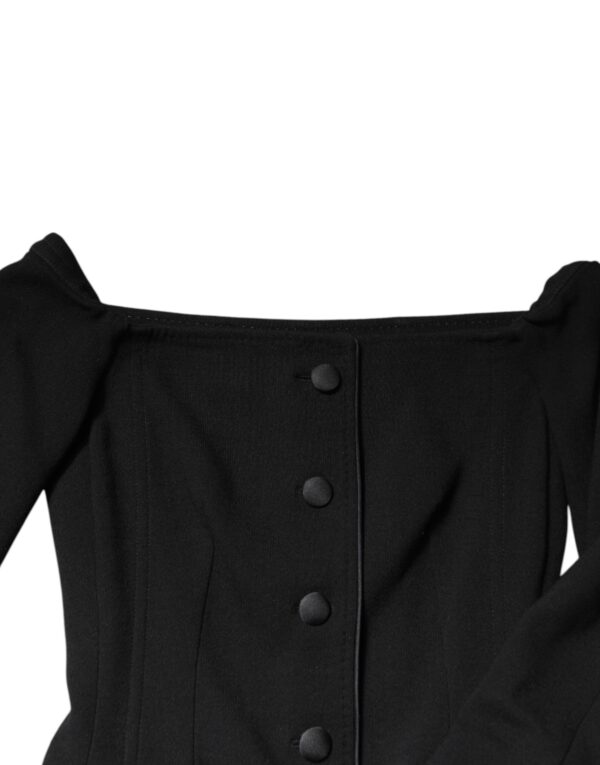 Dolce & Gabbana Black Wool Off Shoulder A-line Mini Dress - Image 4