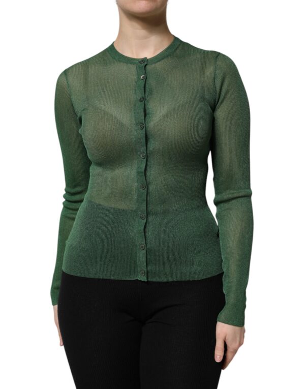Dolce & Gabbana Green Polyester Long Sleeves Cardigan Sweater - Image 2