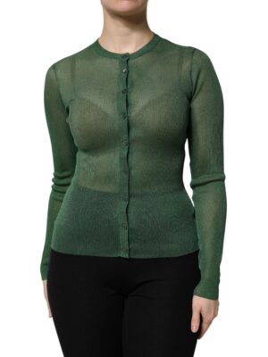 Dolce & Gabbana Green Polyester Long Sleeves Cardigan Sweater